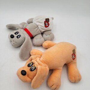 Tonka Pound Puppies Plush Lot  8" Vintage 1986 LIGHT ORANGE & 2019 Gray w Diaper